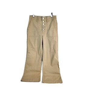 GAP 00 Petite High Rise Wide‎ Leg Button Fly Khaki Pants